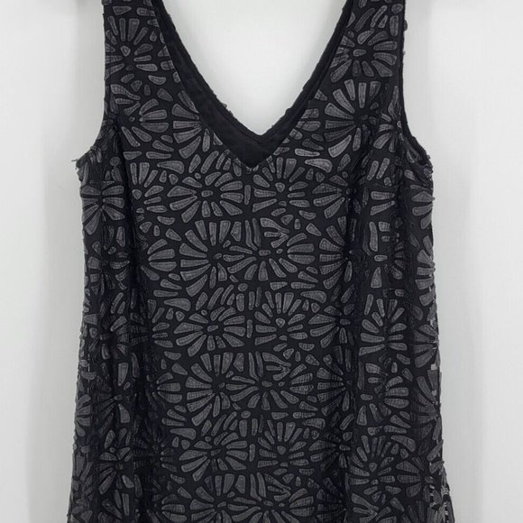NWOT Plenty by Tracy Reese Leatherette floral Applique Black Tunic Tank Top Sz M - Picture 10 of 11